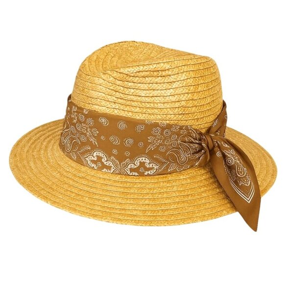 Tan Paisley Square Scarf Wild Rag Bandana Print Satin Neck Head Wrap 27 in - Picture 5 of 6